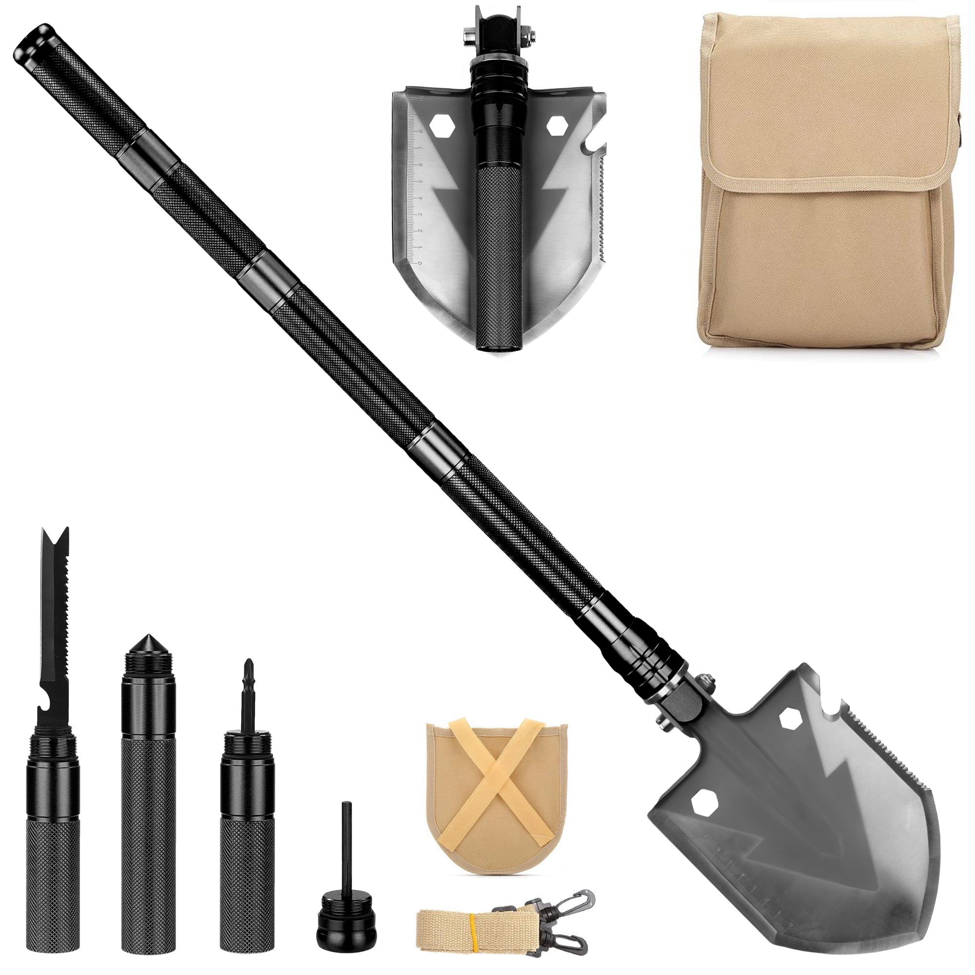 Military Survival Folding Shovel & Pick W Carrying Pouch For Camping Hiking Back Military Survival Folding Shovel & Pick W Carrying Pouch For Camping Hiking Back