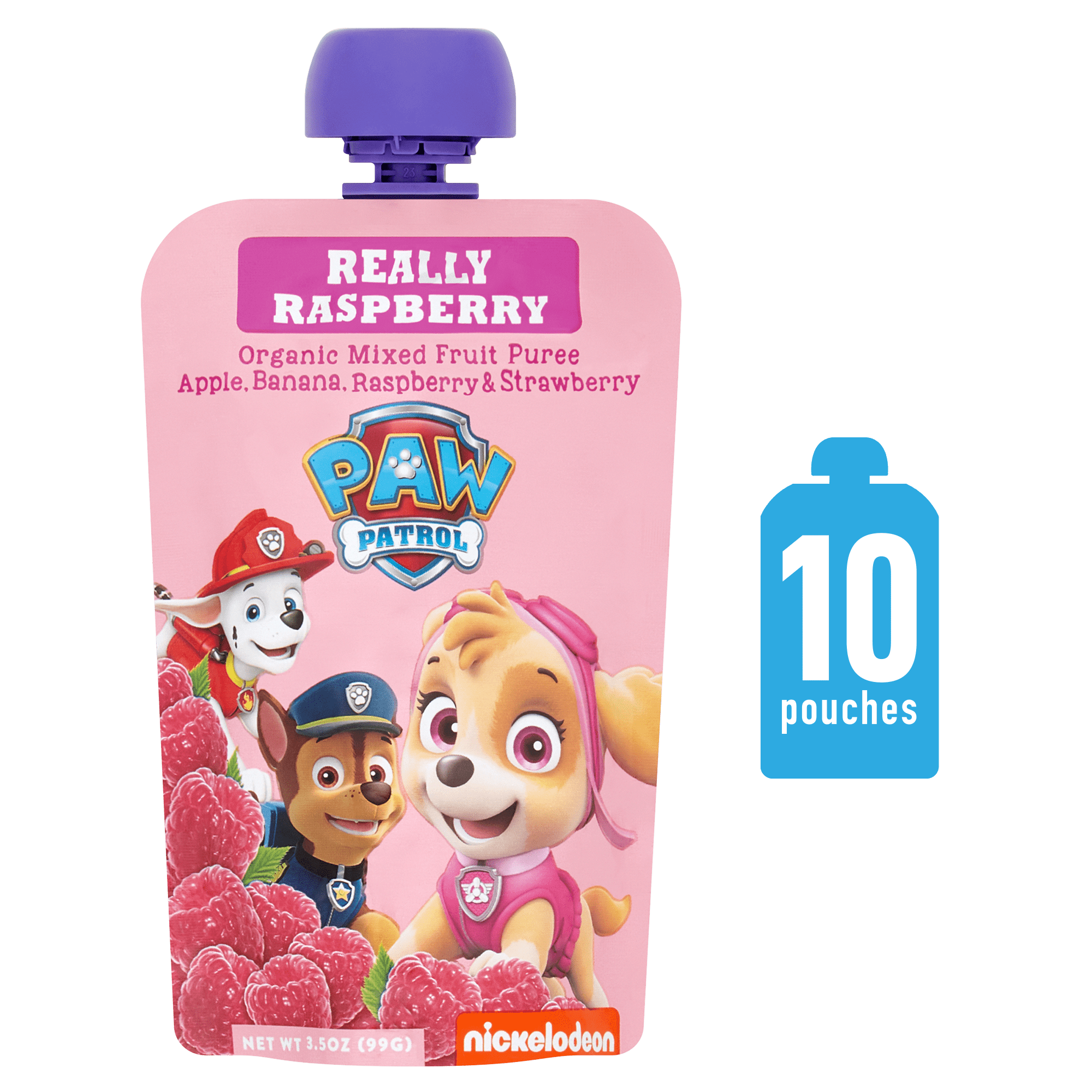 PAW Patrol Really Raspberry Organic Toddler Food, Mixed Fruit, 3.5 oz Pouch, 10 Count