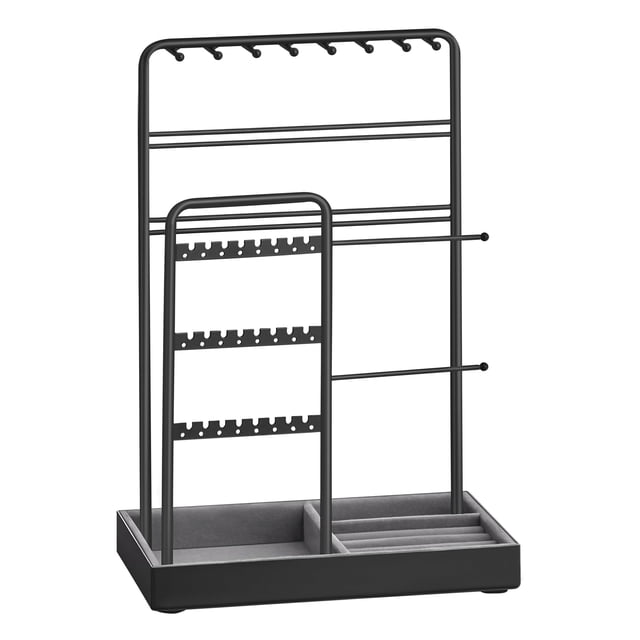 Soporte para joyas SONGMICS marco de metal Negro con bandeja de terciopelo