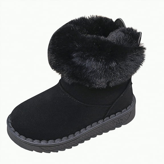 MYShe Fleece Booties Unisex Booties Non-Slip First Walkers Warm Shoes for Boys & Girls Toddlers Toddler Winter Boots Girl Black,11