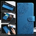 thumbnail image 4 of for iPhone 16 Pro Max Wallet Case with Credit Card Holder, Flower Pattern Flip PU Leather Stand Shockproof Protective Phone Cover for iPhone 16 Pro Max Magnetic Clasp Purse Case, Blue, 4 of 10