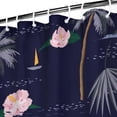 thumbnail image 4 of Beach Vacation Shower Curtain, Aloha Hawaiian Paradise with Tropical Palm Tree and Nautical Coastal Scene, Waterproof Boho Fabric with Hooks, Great for Summer Bathroom Decor, 4 of 5