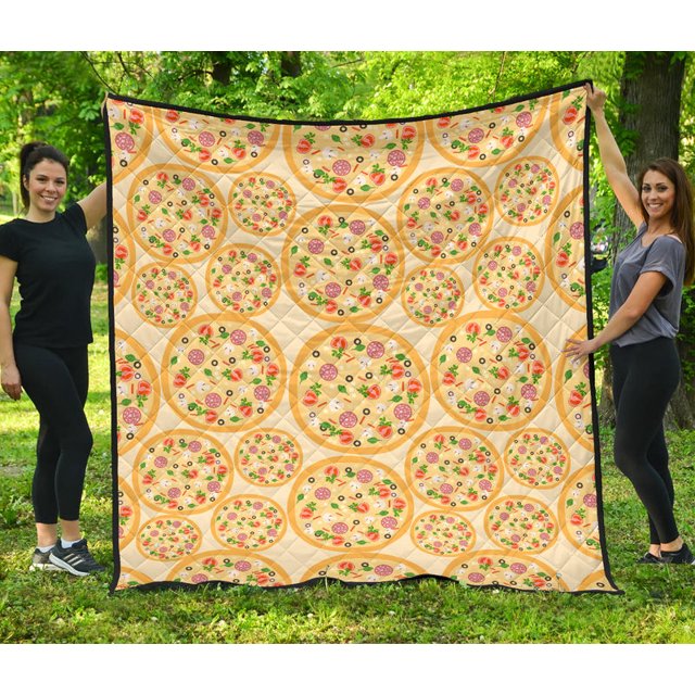 Pizza Theme Pattern Premium Quilt