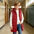 thumbnail image 4 of hotojiny Kids Long Puffer Vest Girls Boys Quilted Hooded Sleeveless Coat Thicken Button down Zip up Padded Outerwear Vests(Red,14-15 Years), 4 of 9
