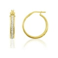 thumbnail image 2 of Brilliance Fine Jewelry Females 14K Gold Plated Sterling Silver Crystal Hoop Adults Earrings, 2 of 8