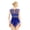 A Blue, variant on YiZYiF Womens Sleeveless Cut Out Front Asymmetric Mesh Leotard Gymnastics Bodysuit Ballet Dancewear