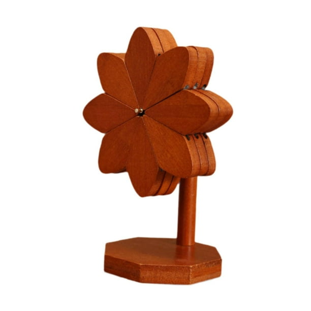 3 salvamanteles de bambú resistentes al calor para decoración del hogar, posavasos con forma de molino de viento color nogal