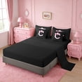 thumbnail image 3 of Erosebridal Aesthetic Coquette Bowknot 7-Piece Twin Bedding Sets For Girls,Personalized Letter C Monogrammed Kids Bedding Comforter Set,Reversible Black, 3 of 7
