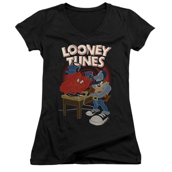 Looney Tunes Dj Looney Tunes Junior Women's T-Shirt V-Neck Black