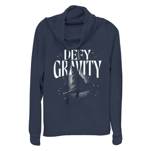 Junior's Wicked Defy Gravity Witch Hat  Cowl Neck Sweatshirt