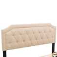 thumbnail image 5 of Upholstered Queen Platform Bed Frame with Button Tufted Headboard, Queen Size Linen Fabric Bed Frame Mattress Foundation with Sturdy Wood Slats Support, No Box Spring Needed, Easy Assembly, Beige, 5 of 7