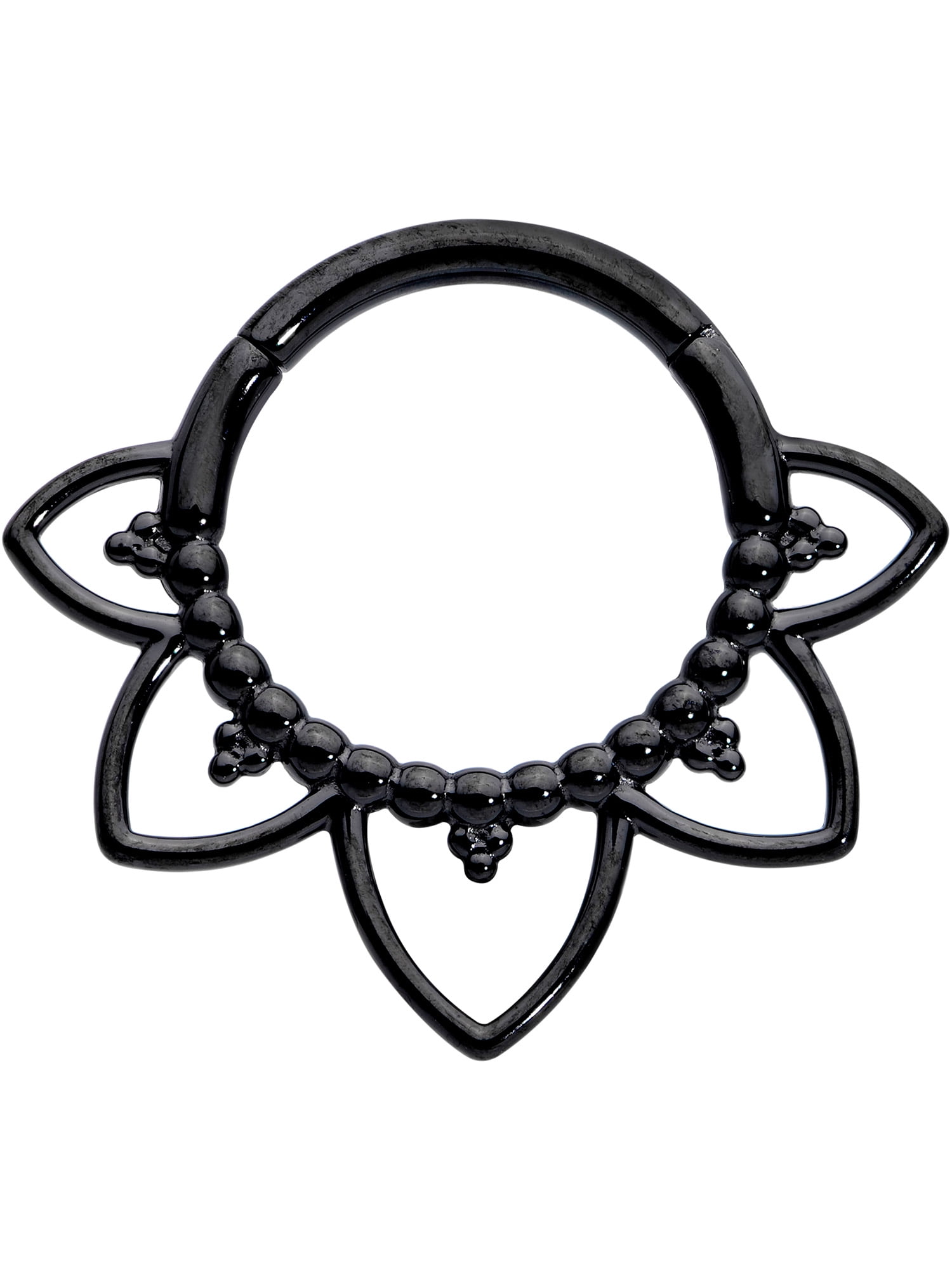 Body Candy Womens 16G Black PVD Steel Hinged Segment Ring Seamless
