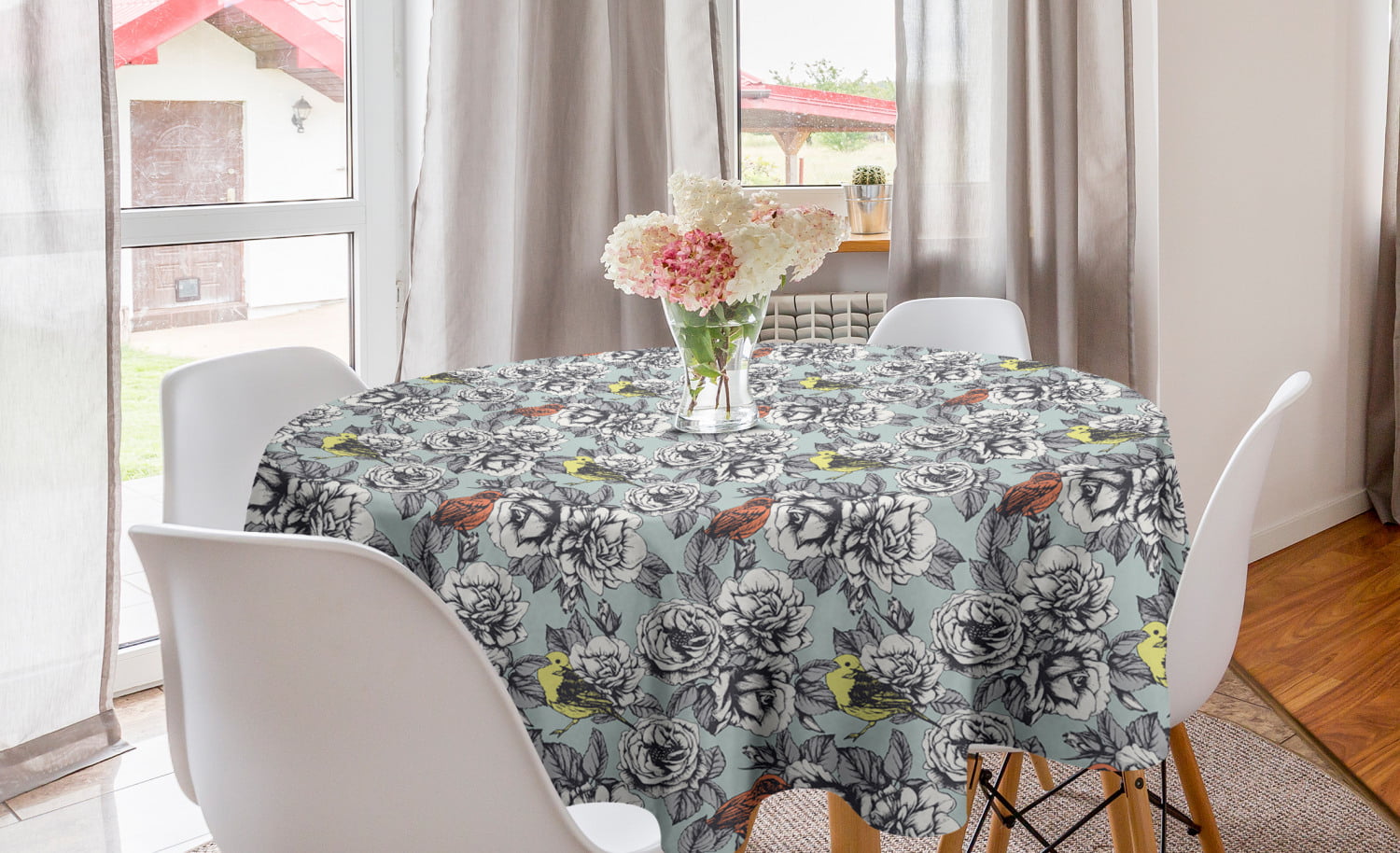 Vintage Tablecloth Floral Bird Print Table Cloth Cover Kitchen Dining Home Decor