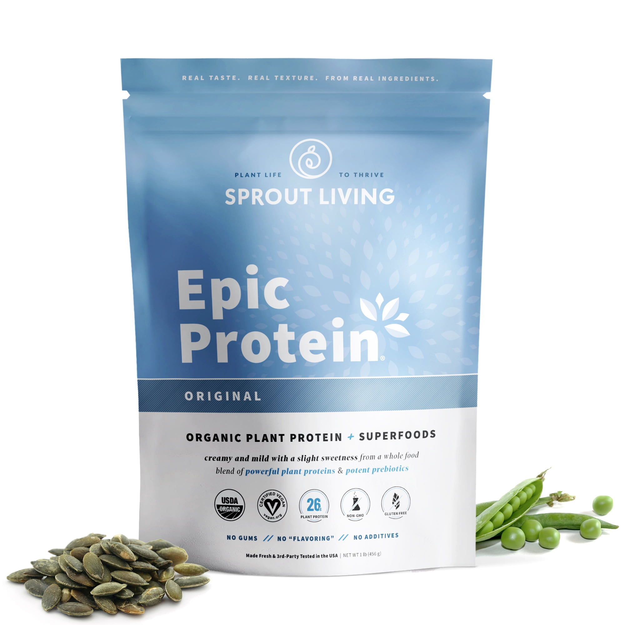 Sprout Living Epic Protein | Organic Plant Protein, Superfoods, Original (unflavored) 1 lb