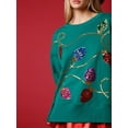 thumbnail image 3 of Women's Sequins Loose Sweatshirt Christmas Light String Drop Shoulders Long Sleeve Casual Pullover Tops Holiday Shirt, 3 of 6