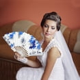 thumbnail image 5 of Unique Bargains Elegant Floral Design Folding Hand Fan Blue, 5 of 5