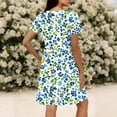 thumbnail image 5 of ZHYou Nightgowns for Women Short Sleeve V Neck Pleated Flowy Sleep Shirts Casual Soft Comfy Printed Sleepwear Dresses Light Blue XL, 5 of 7