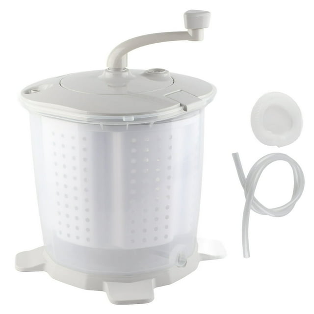 EASTIN Mini Portable Manual Washing Machine Hand Cranked Clothes Washer with a Detachable Dehydration Basket for Home Dormitory Gray