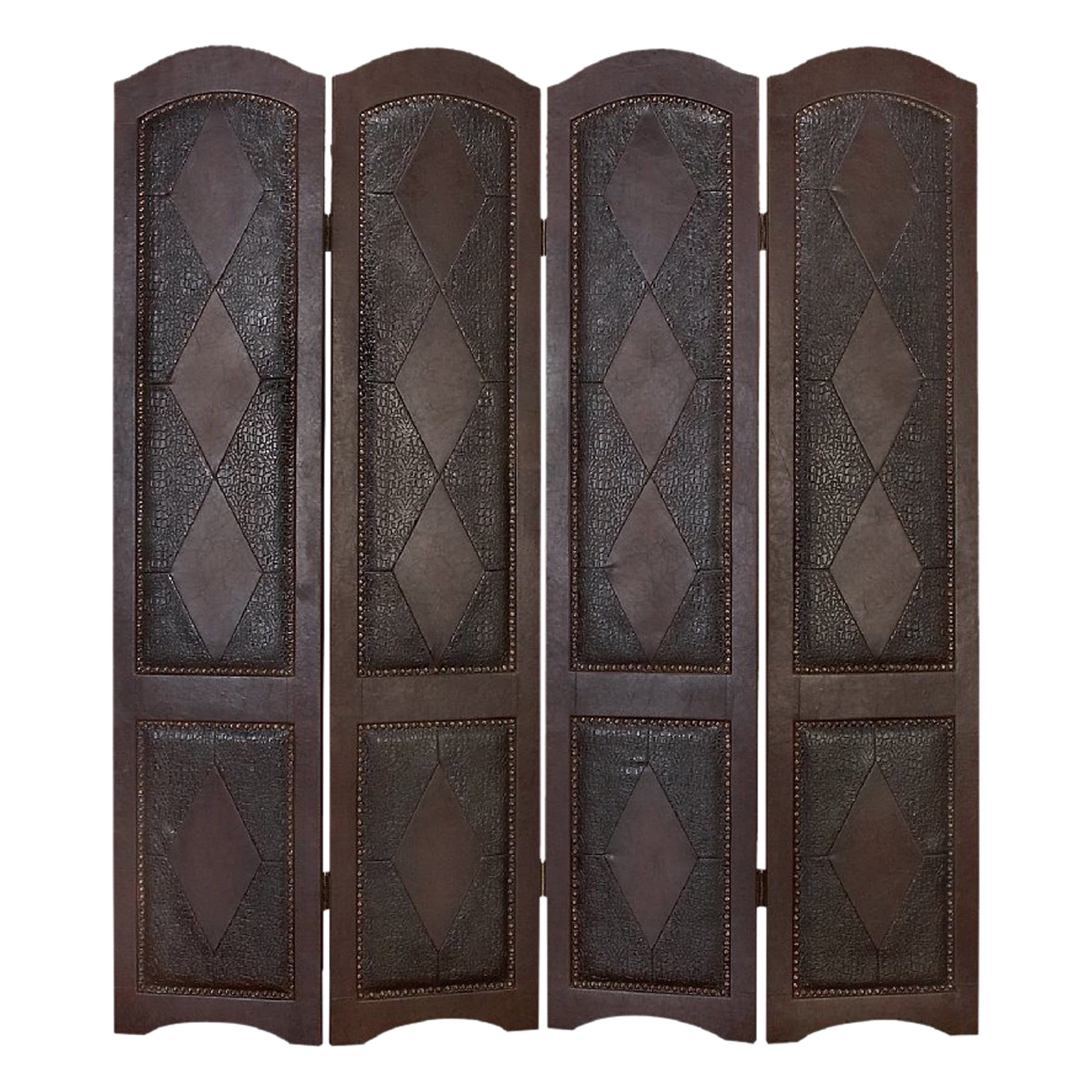 Dark Brown Four Panel Room Divider