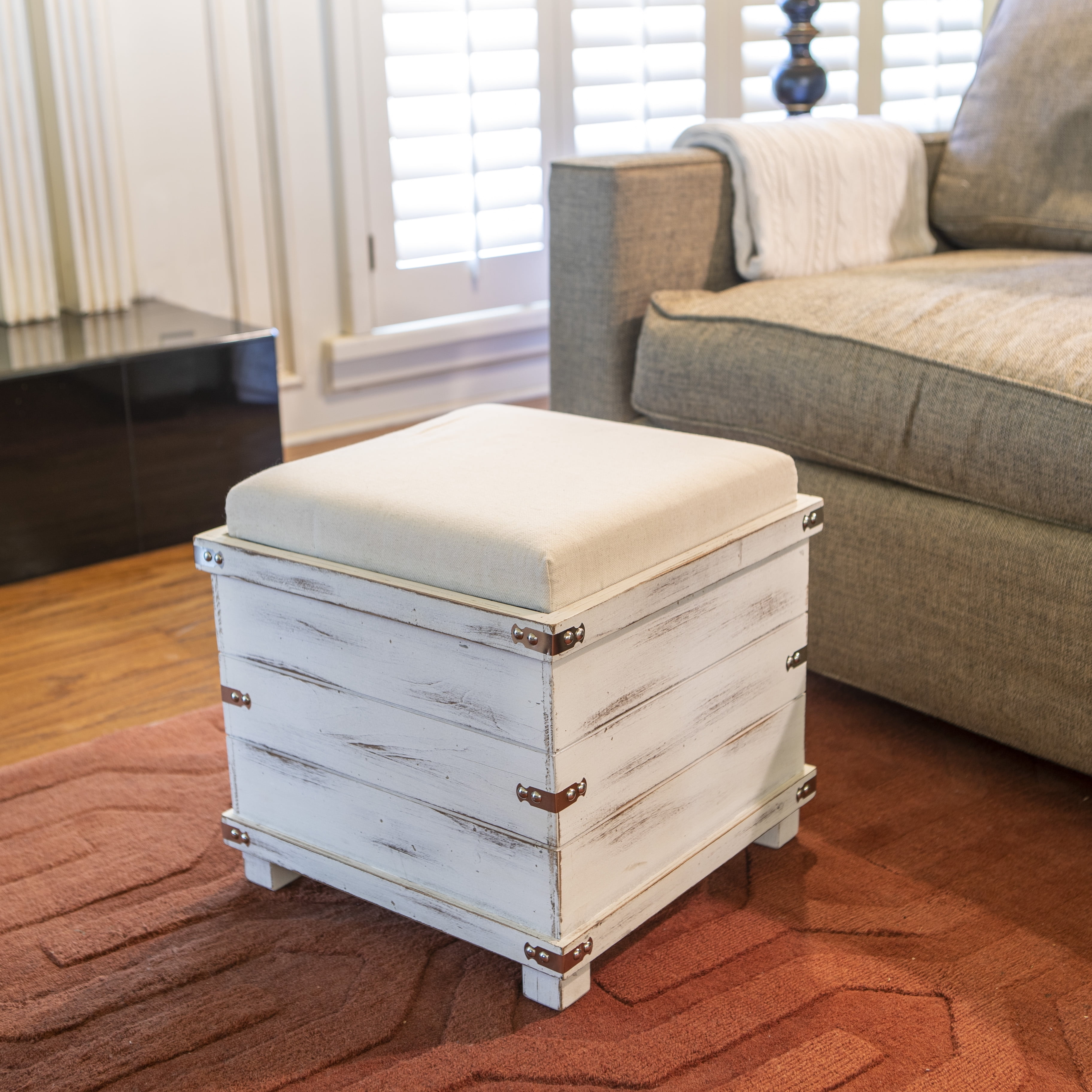 Decor Therapy Hadley Weathered Storage Ottoman, Multiple Finishes
