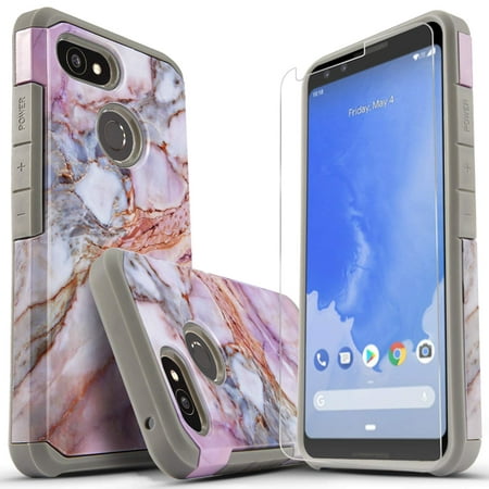Google Pixel 3 XL Case, W/[HD Screen Protector], Heavy Duty Drop Protection Impact Advanced Rugged Protective Slim Fit Phone Cover-Marble Pattern