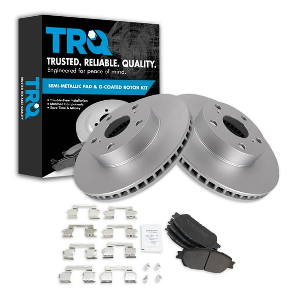 TRQ Front Brake Pad & Rotor Kit Brake Pads Brake Rotor Semi-Metallic Premium G-Coated Fits Select 2005-2015 Toyota Tacoma