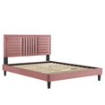 thumbnail image 3 of Platform Bed Frame, Tufted, King Size, Pink, Velvet, Mid Century Bedroom, Modern Contemporary Boutique HB35646, 3 of 8