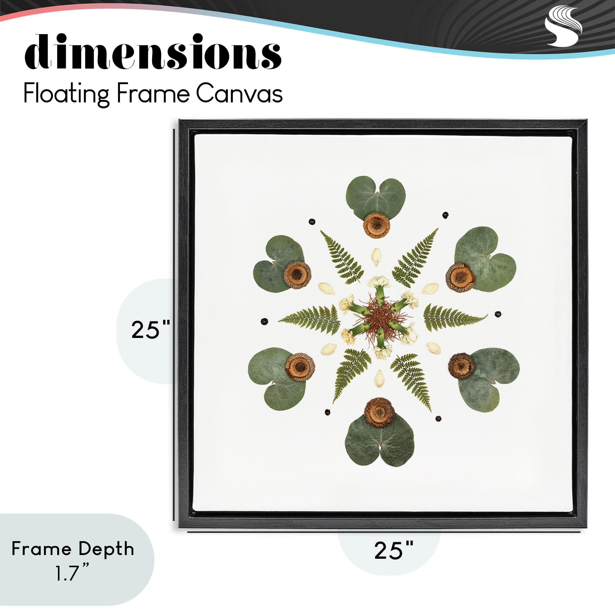 Stupell Industries Lily Pad & Fern Mandala Black Framed Floater Canvas Wall Art, design by Beth Adoette