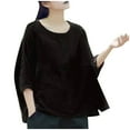 thumbnail image 2 of iHengLiXing 2026 Plus Size Spring Tops for Womens Dressy Casual Fashion Women Casual Short Sleeve Plus Size T-Shirt Tops Black XXXXXL, 2 of 3