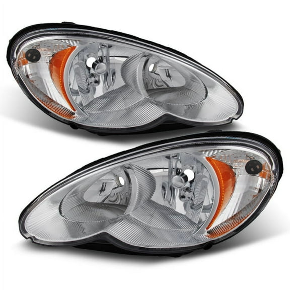 AKKON - For Chrysler PT Cruiser OE Replacement Chrome Bezel Headlights Driver/Passenger Head Lamps Pair New