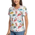 thumbnail image 2 of Honeii Dinosaur Print Women's Classic V-Neck T-Shirt,Womens Fashion Tops,Stylish Everyday Top for Women, Casual Summer Spring Outfits Clothes-X-Large, 2 of 5