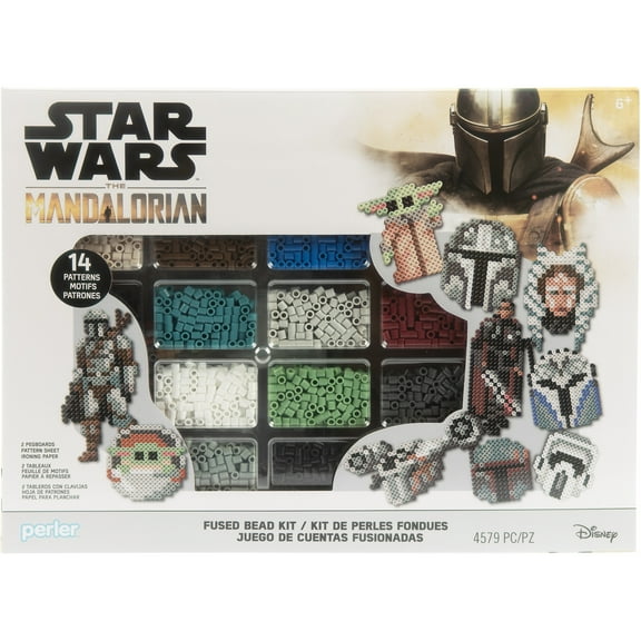 Perler 80-57020 Star Wars' The Mandalorian Fused Bead Kit with 14 Unique Patterns, Multicolor, 4579 Pieces