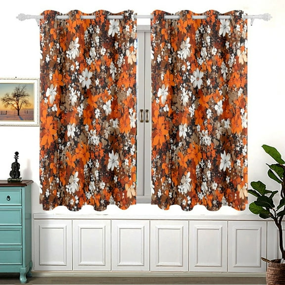 Colorful Flowers Abstract Blackout Curtains for Living Room Bedroom 55W x 54L Insulated Window Drapes 2 Panels