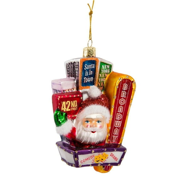 Kurt Adler 5-Inch Santa on Broadway Glass Christmas Ornament