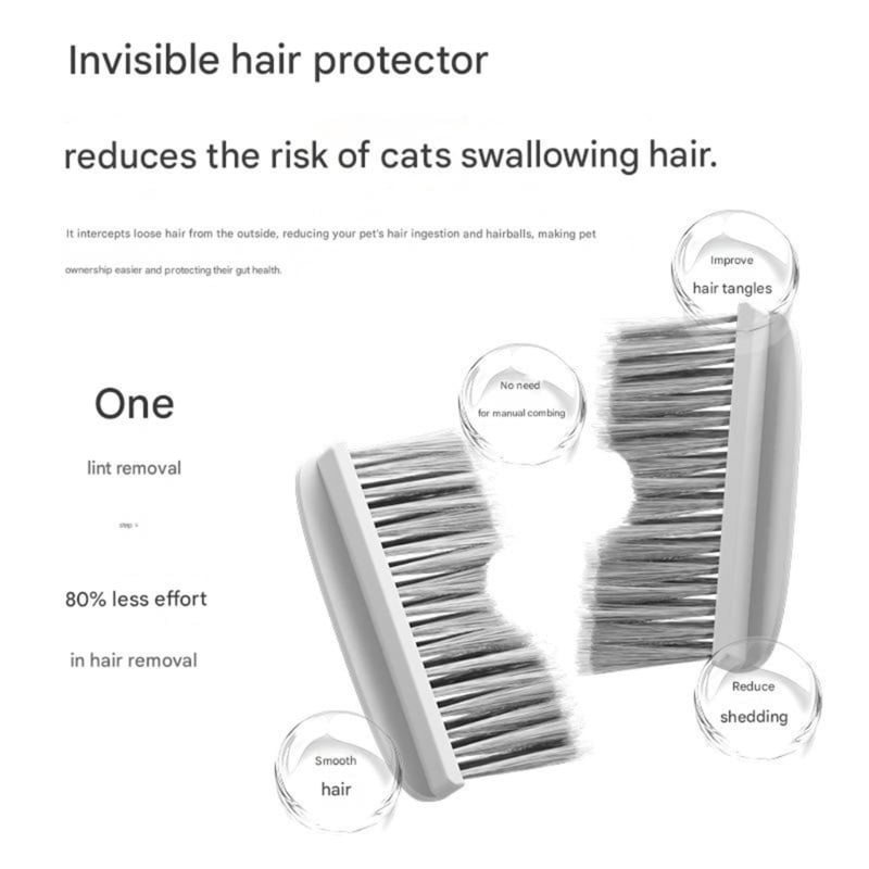 Automatic Hair Collector Brush For Cats Litter Box Gentle Bristles Safe For Cats Cleaning Open Style