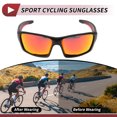 thumbnail image 3 of Gafas de motocicleta únicas 1 Pc, gafas de sol ciclismo UV400, lentes rojos, marco negro, anti-reflejo, tri-acetato de celulosa PC, 3 of 6