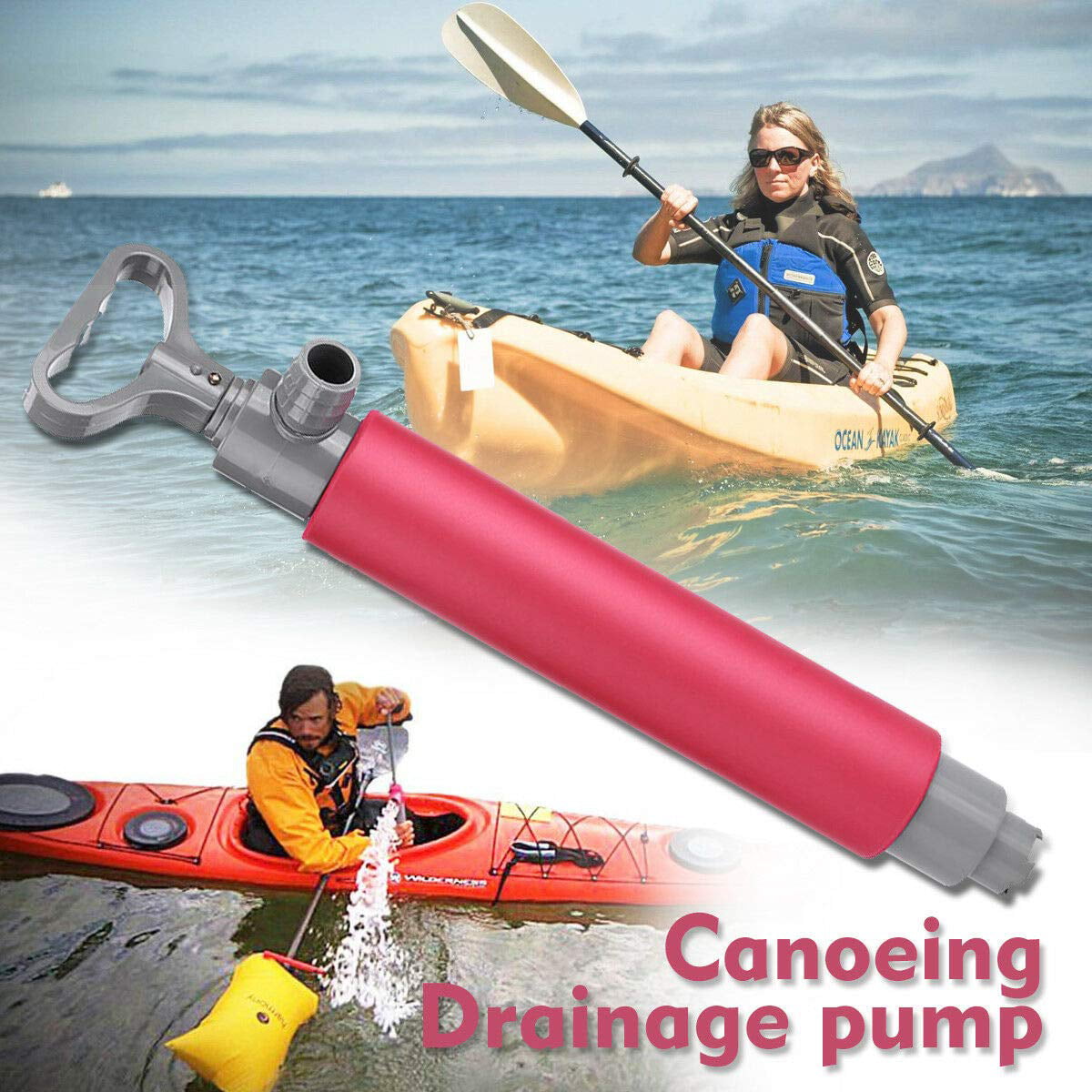 16"Kayak Hand Bilge Pump Floating Water Emergency Tool for Canoe Kayaking Rescue 