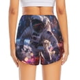 thumbnail image 4 of Uemuo Astronaut In Cosmic Garden Pattern Women's Athletic Shorts High Waisted Running Shorts with Liner Pockets Gym Elastic Workout Shorts-XX-Large, 4 of 9