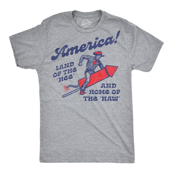 Mens Funny T Shirts America Land of The Hee and Home of The Haw Fourth Of July Tee for Men Graphic Tees