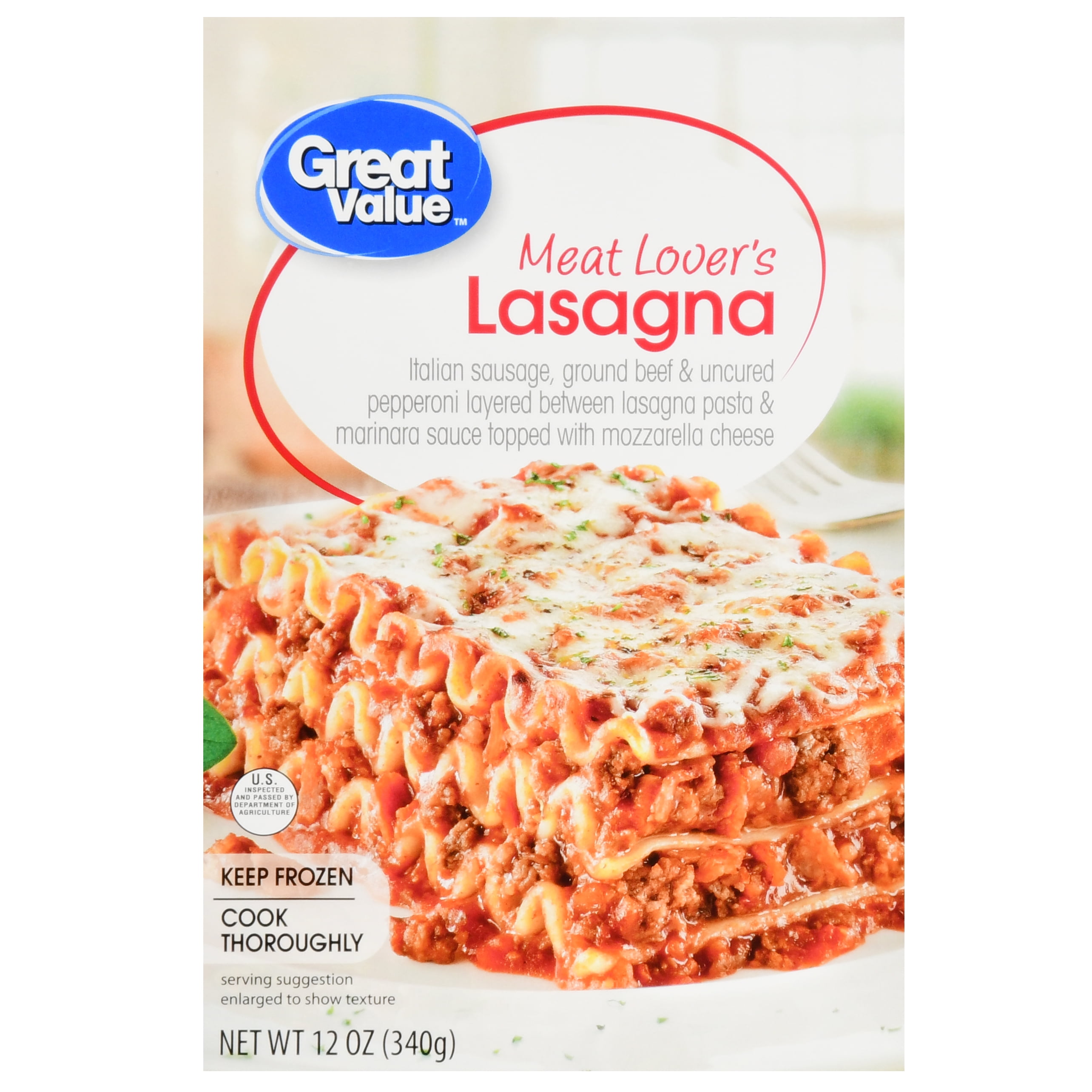 Great Value Frozen Meat Lover's Lasagna, 12 oz