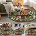 thumbnail image 5 of Farmhouse Green Garland Round Area Rug 4Ft Washable Circle Rugs for Bedroom Dining Room, Spring Black Plaid Wood Grain Non-Slip Carpet Floor Mats Indoor Outdoor Carpet Runner Aesthetic Home Decor, 5 of 8