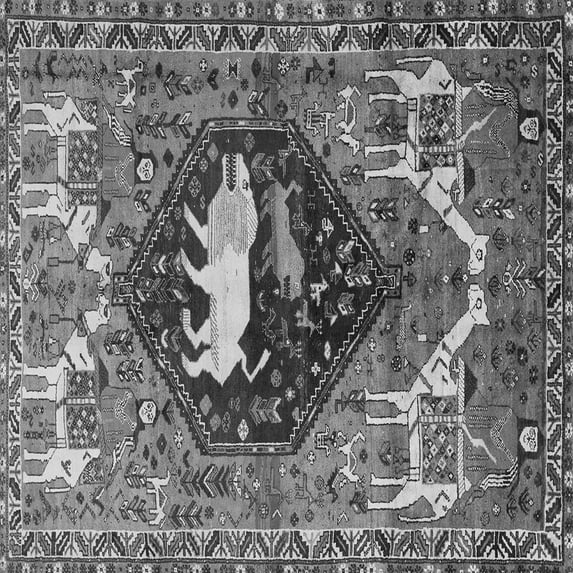 Ahgly Company Indoor Square Persian Gray Traditional Area Rugs, 5' Square