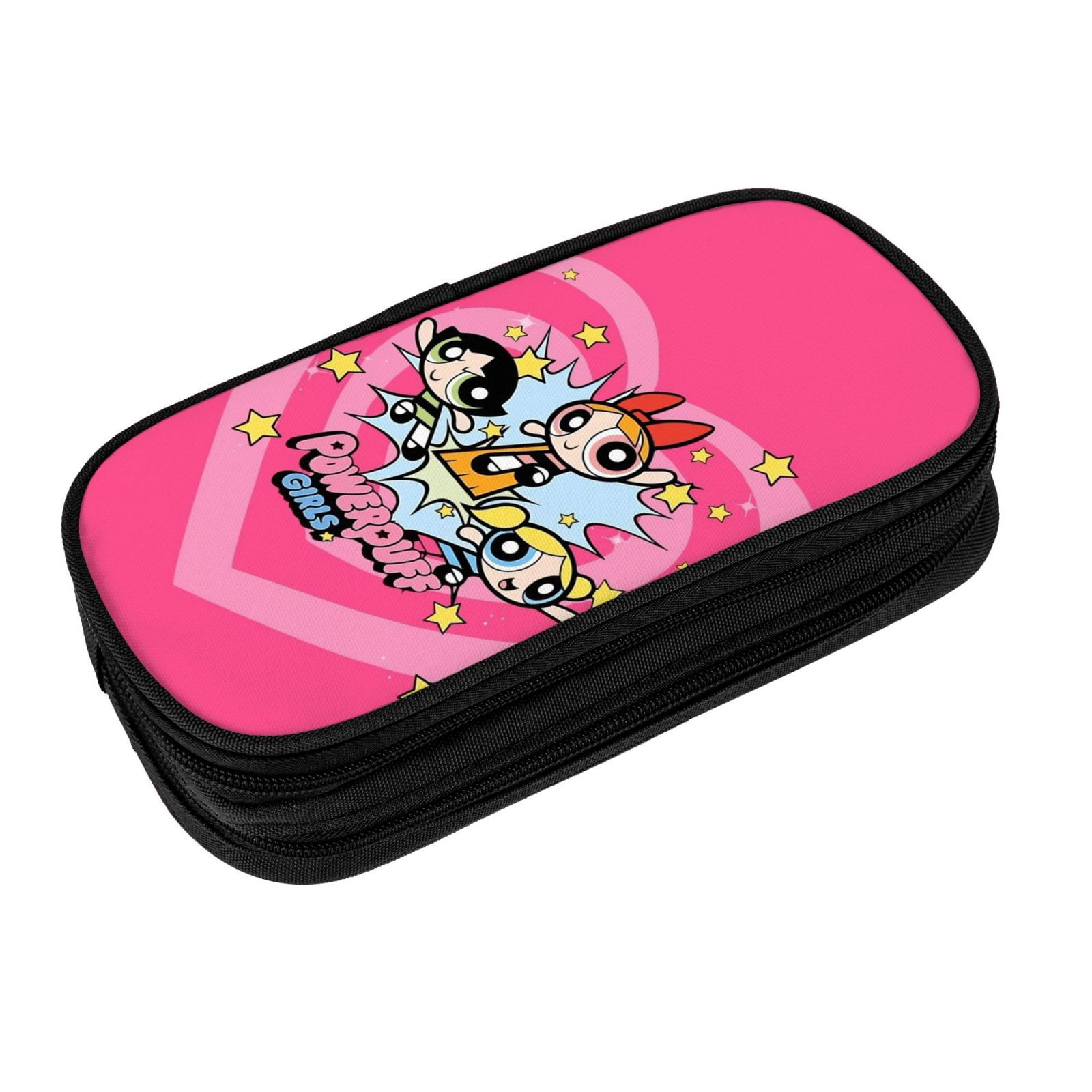 The Powerpuff Gi-rls Pencil Case Large Capacity Pencil Pouch Pen Bag Office Stationery Organizer Travel Makeup Bag Black