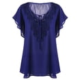 thumbnail image 5 of Uhndy Lace Patchwork Plus Size Women V-neck Tops Summer Blouse, 5 of 5