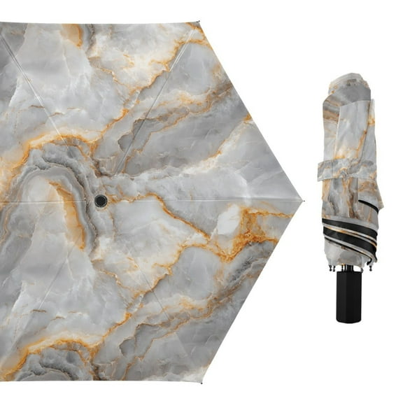 Compact Sun Umbrella Windproof Travel Umbrellas for Rain Strong Portable UV Protection Marble Texture