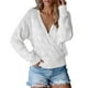 thumbnail image 5 of Suéter De Color Puro Para Mujer, Cuello En V, Suéter De Punto De Ganchillo Calado, Suéter Suelto De Manga Larga, Suéter De Color Puro, Suéter Blanco M ANGGREK  AH3421, 5 of 6