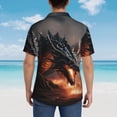 thumbnail image 4 of Balery Fiery Black Dragon Attack Camisas hawaianas de manga corta para hombre, camisas playeras de corte holgado, camisas de vacaciones con botones,X-Large, 4 of 7