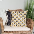 thumbnail image 4 of Block Print Throw Pillow Covers 18x18 Inch Set of 2 Yellow and Blue Vintage Boho Floral Outdoor Summer Decorations Decorative Throw Pillows Cases Covers for Home Living Room Couch Decor, 4 of 6