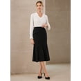 thumbnail image 2 of DARING DIVA Women's High Elastic Waist Fishtails Midi Skirts for Work S Black, 2 of 6