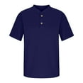 thumbnail image 6 of Viluyesy Boys Short Sleeve T-Shirt, Solid Color Buttons Collar Breathable Dressy School Uniform Tops Navy 9T, 6 of 8